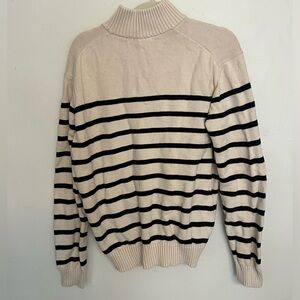 Brandy Melville Knit Quarter Zip Pullover Cream/Navy